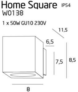 Kinkiet Max Light Home Square W0138 biały GU10 1x50W aluminium small 1