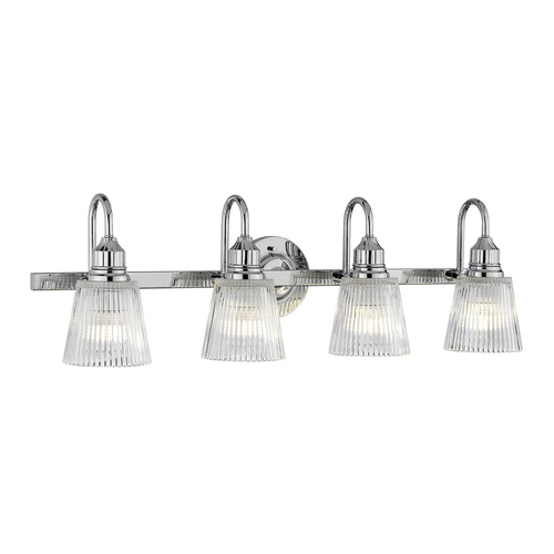 Sprawdź Kinkiet łazienkowy Addison 4x G9 LED 3 W IP44 82 cm, chrom polerowany i szkło ryflowane, Quintiesse
