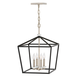 Duża lampa wisząca/ Półplafon Stinson - 4 źródła światła - Czarna/ Polerowany nikiel Quintiesse small 0