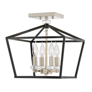 Lampa wisząca/ Półplafon Stinson - 4 źródła światła - Czarna/ Polerowany nikiel Quintiesse small 5