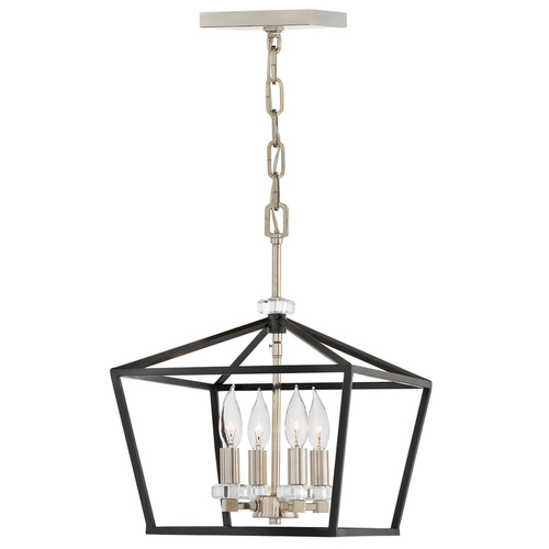 Sprawdź Lampa wisząca/ Półplafon Stinson - 4 źródła światła - Czarna/ Polerowany nikiel Quintiesse