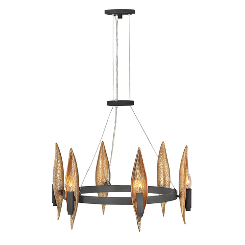 Sprawdź Żyrandol Quintiesse Willow czarno-złoty 6 × E14 61 cm