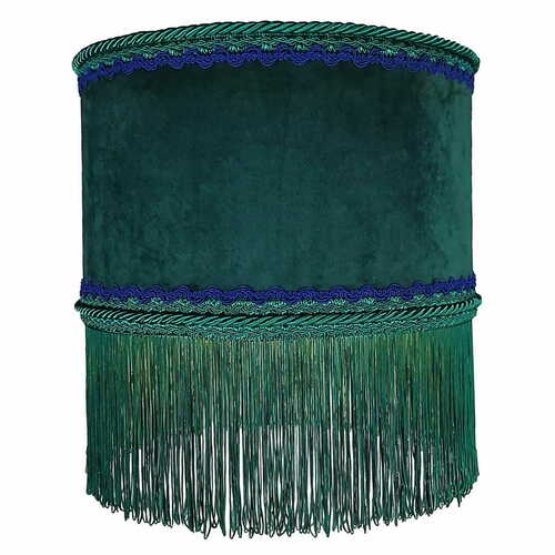 Sprawdź Lampa wisząca Las Plumas PERDIZ N°3 welurowa ciemnozielona z frędzlami E27