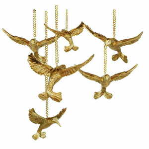 Zestaw 6 figurek kolibrów Las Plumas Figure M N°8 złoty z żywicy 28 × 43 cm small 0