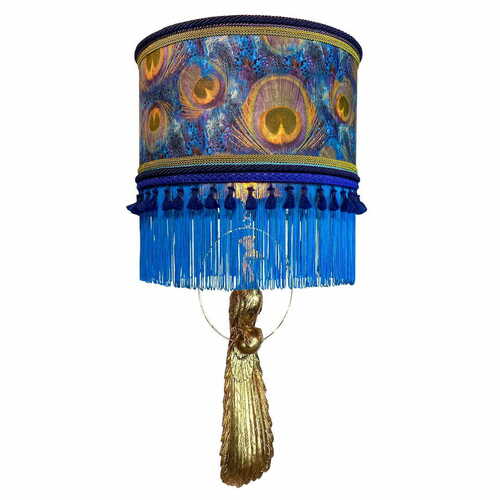 Sprawdź Lampa wisząca Las Plumas Granada z weluru pawie oko 35 cm