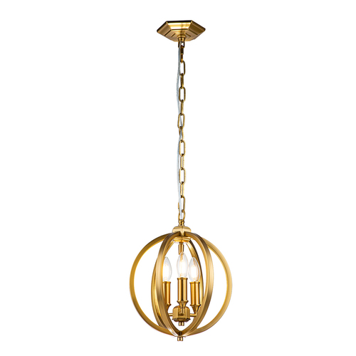 Sprawdź Mała lampa wisząca Corinne - 3 źródła światła - Polerowany mosiądz Elstead