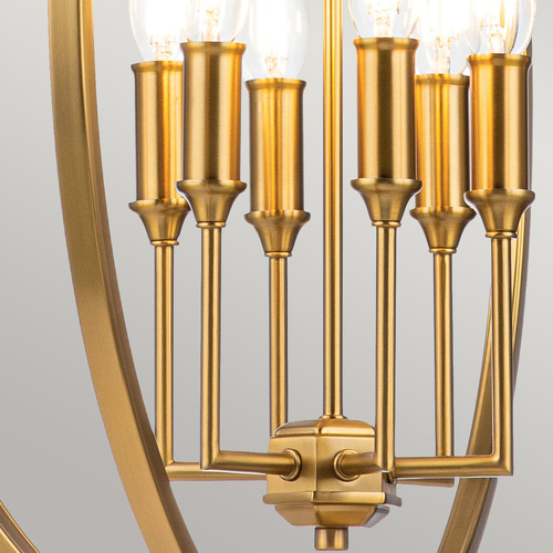 Sprawdź Duża lampa wisząca Corinne - 6 źródeł światła - Polerowany mosiądz Elstead
