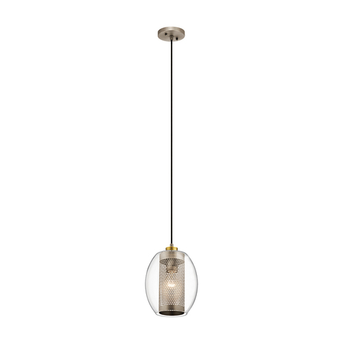 Sprawdź Lampa wisząca Elstead Asher II KL-ASHER-MP-AP E27 antyczny pewter, szkło i perforowany metal, Ø 21,6 cm