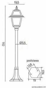Lampa ogrodowa stojąca SU-MA 110 cm czarna z witrażem K 5002/2/N small 5