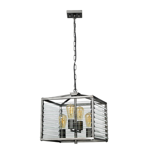 Lampa wisząca Louvre - 4 źródła światła - gunmetal, szklane lamele Elstead small 1