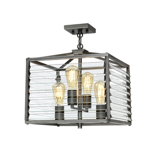 Lampa wisząca Louvre - 4 źródła światła - gunmetal, szklane lamele Elstead small 2