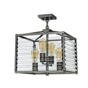 Lampa wisząca Louvre - 4 źródła światła - gunmetal, szklane lamele Elstead small 3