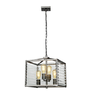 Lampa wisząca Louvre - 4 źródła światła - gunmetal, szklane lamele Elstead small 0