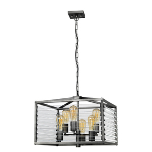 Lampa wisząca Louvre 6-punktowa Elstead LOUVRE-6P, stal i szkło, gunmetal, 49,3 cm small 1
