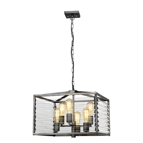 Sprawdź Lampa wisząca Louvre 6-punktowa Elstead LOUVRE-6P, stal i szkło, gunmetal, 49,3 cm