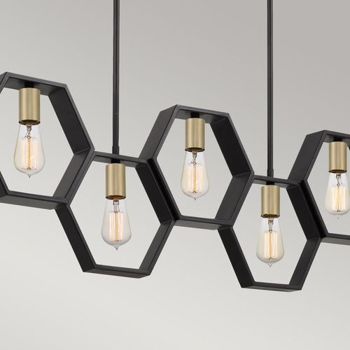 Sprawdź Lampa wisząca liniowa Bismarck - 5 źródeł światła - Czerń Earth Black Elstead
