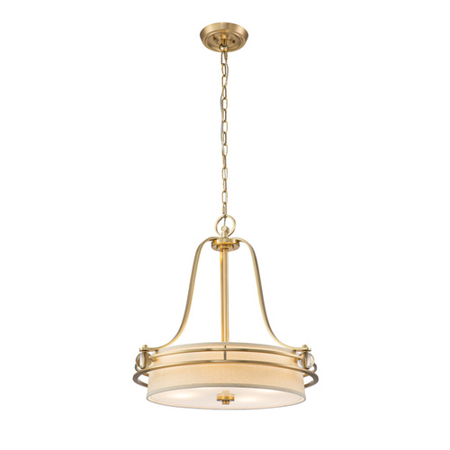 Sprawdź Lampa wisząca Uptown Gotham - 4 źródła światła - Szczotkowany mosiądz Elstead