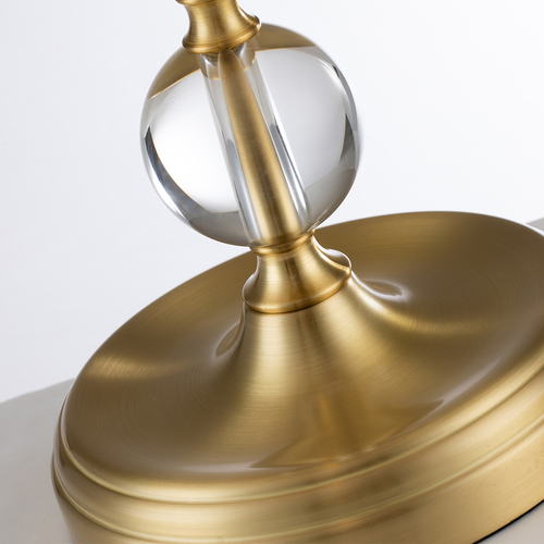 Sprawdź Lampa stołowa Jenkins z kremowym abażurem - E27 - szczotkowany mosiądz Elstead