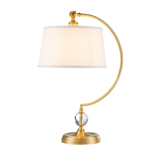 Sprawdź Lampa stołowa Jenkins z kremowym abażurem - E27 - szczotkowany mosiądz Elstead