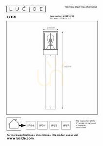 Słupek oświetleniowy Lucide LORI antracyt IP44 80 cm E27 LED 14893/80/30 small 4