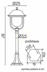 Lampa ogrodowa stojąca SU-MA Prince czarna 87 cm E27 retro K 5002/3/O small 5