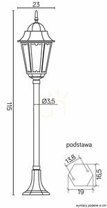 Lampa ogrodowa stojąca SU-MA Retro Classic II czarna K 5002/2/H small 4