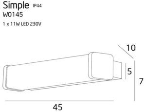 Kinkiet Max Light Simple W0145 chrom LED 11W 3000K IP44 45 cm 1 Kinkiet Max Light Simple W0145 chrom LED 11W 3000K IP44 45 cm small 1