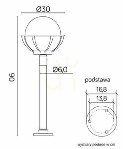 Lampa ogrodowa stojąca SU-MA kula 90 cm czarna K 5002/2/KPO 250 small 6