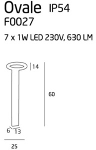 Słupek oświetleniowy Max Light Ovale F0027 biały 60 cm IP54 LED 3000K small 2