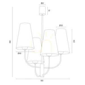 Żyrandol ARGON SAFIANO 4-pł. biały złoty E27 LED 1821 small 3