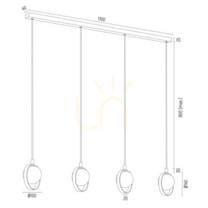Lampa wisząca ARGON Saturnia 4xG9 opal mat złoty 1809 small 4