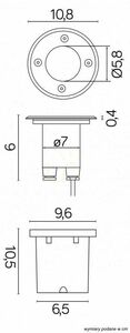 Lampa najazdowa LED SU-MA Leda ST 5024 srebrna 1W IP67 3000K 10,8 cm small 3