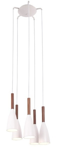 Sprawdź Lampa wisząca Max Light Soft P0147 biała 5xE27 50 cm drewno metal