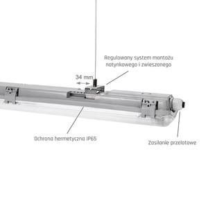 Limea Led Tube Slim Hermetyk G13 2x60 250 V Ip65   710x90x63 Mm Szary small 6