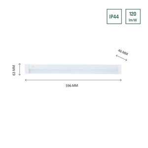 Aquatica 15 W Ww 230 V 150st Ip44 596x46x63 Biały Kwadratowa Końcówka, Włącznik small 1