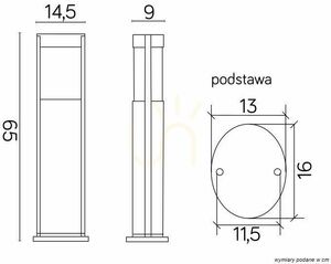 Słupek oświetleniowy SU-MA Elis 65 cm czarny TO 3902-H 650 BL small 4