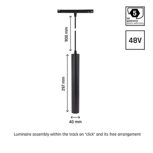 System Shift   Hangit Oprawa Zwis Na Szynoprzewód 40x297 (935mm Kabel) 12 W 25st Czarny 5 Lat Gw. small 4