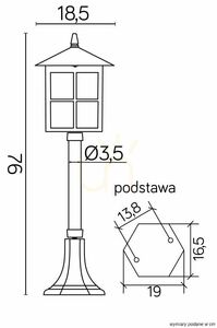 Lampa ogrodowa stojąca SU-MA Wenecja czarna 76 cm K 5002/3/KW small 5