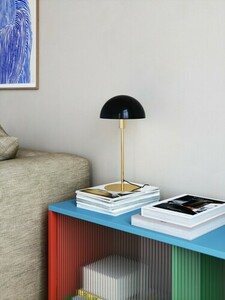 Lampa stołowa Nordlux Ellen 20, mosiądz z czarnym kloszem, E14, wys. 40 cm small 1
