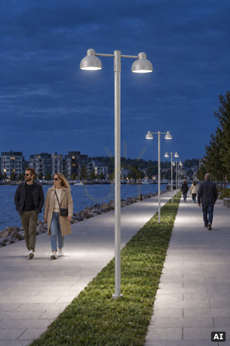 Sprawdź Oprawa słupowa nasadzana KOSTER Double Head 1167AL aluminium RAL 9006 LED 34W na słup Ø50 mm - NORLYS