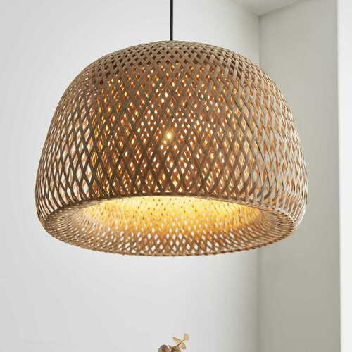 Sprawdź Lampa wisząca Endon Bali z bambusa naturalnego czarna E27 42 cm 101574