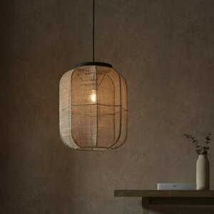 Lampa wisząca Endon Zaire czarna beżowa stal drewno E27 37,5 cm 101689 small 3