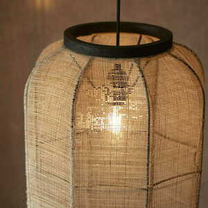 Lampa wisząca Endon Zaire czarna beżowa stal drewno E27 37,5 cm 101689 small 5