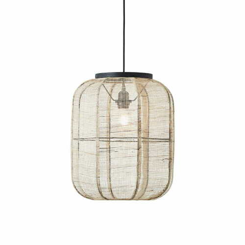 Sprawdź Lampa wisząca Endon Zaire czarna beżowa stal drewno E27 37,5 cm 101689