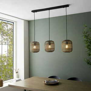 Lampa wisząca Endon Mathias czarna 3-punktowa stal drewno E27 101775 small 3