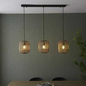 Lampa wisząca Endon Mathias czarna 3-punktowa stal drewno E27 101775 small 4