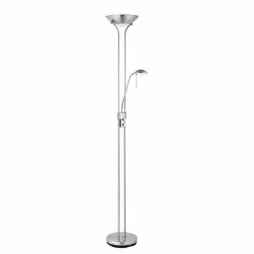 Sprawdź Lampa podłogowa Endon Rome srebrna biała stal szkło 180 cm