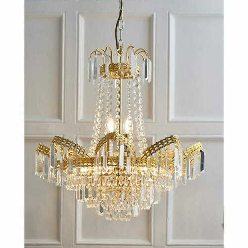 Sprawdź Lampa wisząca Endon Adagio 9xE14 złota transparentna 55 cm
