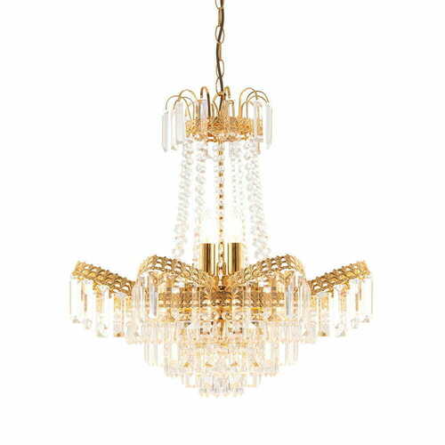 Sprawdź Lampa wisząca Endon Adagio 9xE14 złota transparentna 55 cm