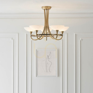 Lampa sufitowa Endon Cagney CAGNEY-5AB, 5 × G9, antyczny mosiądz i białe szkło small 3